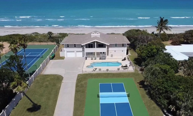 Ocean Park House | All Private Oceanfront Villa Pickleball court Pool-Spa Golden Sands® Pearl