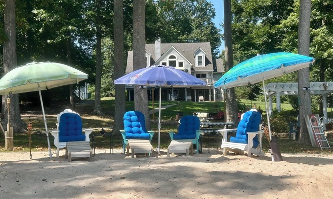 Sandy Point House | ALL SEASON RETREAT! Warm Waters, 2 Firepits, Cozy Boathouse! Indoor Fireplace!