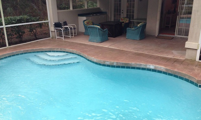 American Beach House | Amelia Island Summer Beach Village Home with Private Pool & Steps to the Ocean