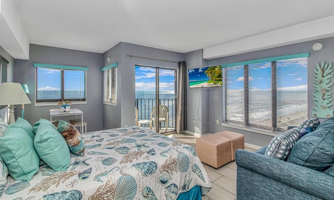 Myrtle Beach House | Angled Oceanfront Studio with Incredible Views! Palace Resort 1003 - Sleeps 4 guests