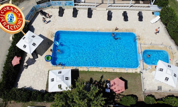 Mamaia-Sat Apartment | Apartament with 2 rooms-open-space,private terrace, 2 pools,near sea.