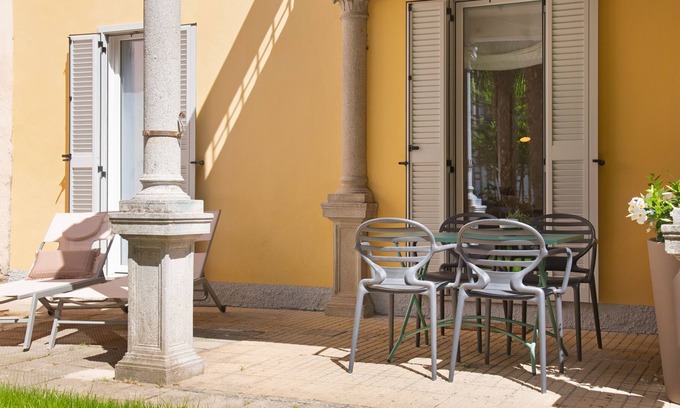 Lavena Ponte Tresa Apartment | Apartment 'Atelier Milvia 1' with Private Terrace, Private Garden and Wi-Fi