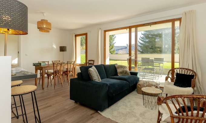 La Feclaz Apartment | Apartment 'Gentiane' with Mountain View, Private Terrace and Wi-Fi