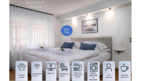 Edesheim Apartment | Apartment Leinetal - bester Schlafkomfort in hochwertiger Hotelbettwäsche, 3 Zimmer - große Küche, Duschbad & Parkplatz