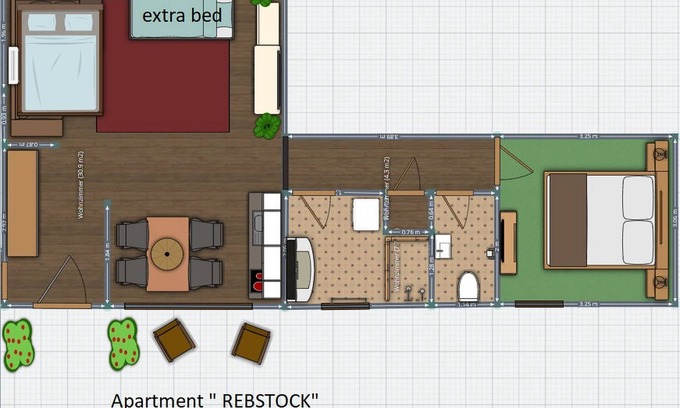 Steinbach Apartment | Apartment Rebstock, 64qm mit Flachbild TV und eigener Terrasse