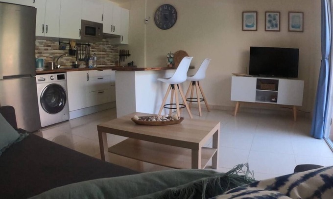 Playa de la Calera Apartment | Apt in Playa María Building. First line of the beach, with A/C and wifi