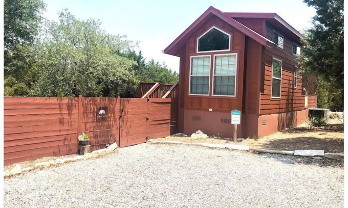 Austin Cabin | Armadillo cabin in a boutique gated tiny home resort with pool!