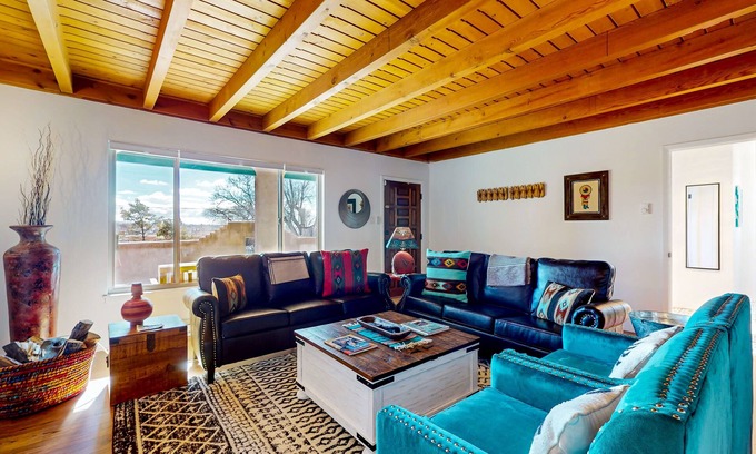 Santa Fe House | Artful Adobe home with amazing views & walkable locale - 1 block to River Trail