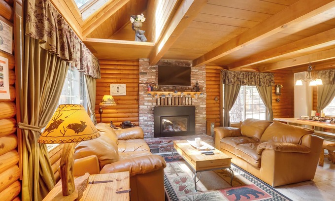 North Upper Truckee Cabin | Authentic Log Cabin w/Hot Tub in South Lake Tahoe