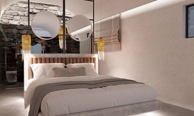 Perivolos House | Avramiea Suite | walk out Sea View patio with Private Heated Pool