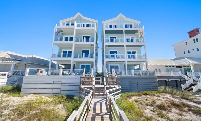 Crescent Beach House | "Awave From It All" Beachfront + Private Pool w/Beach Chairs & Umbrellas Included! Equipped with an Indoor Elevator!
