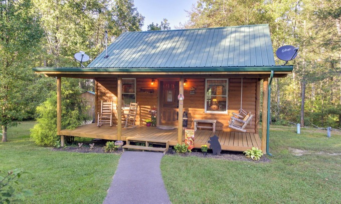 Cosby Cabin | Backyard & Porch: Rural Cosby Log Cabin!