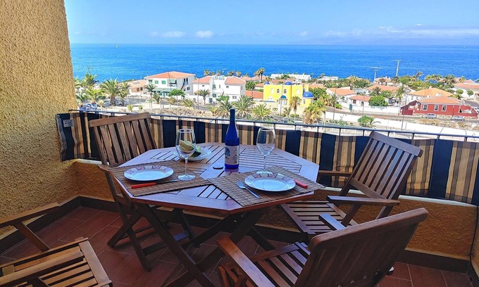 Santiago del Teide Apartment | Balcony, sea view, WiFi, A/C, swimming pool, 100 mts. from beach