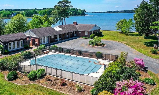 Davis Wharf House | Bayfront Retreat with Game Room and Outdoor Pool!