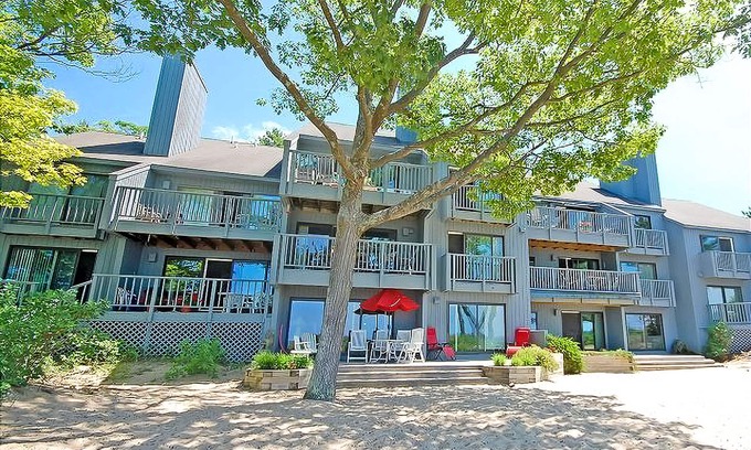 Glen Arbor Condo | Beachfront condo with lake views, washer/dryer & fireplace
