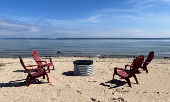 Cheboygan House | Beachfront Cottage on Lake Huron, views of Mackinaw Bridge, Sandy Beach!