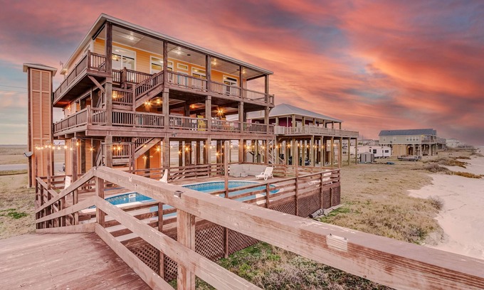 Port Bolivar House | "Beachfront Haven: 2 Homes, 2 Pools | Sleeps 26! "