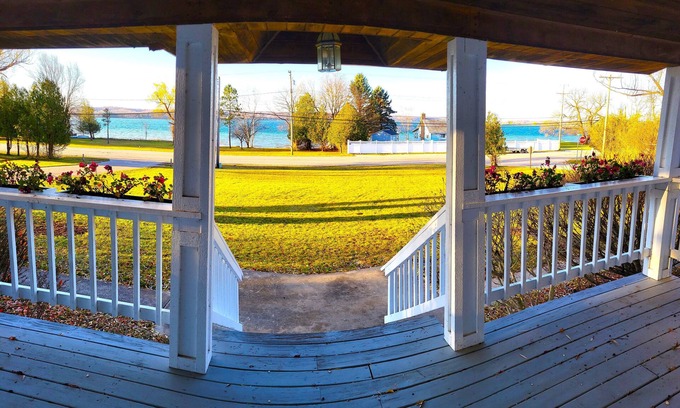 Onekama House | Beachfront home w/dock on Portage Lk. 4 miles to Lk Michigan beach. 4 bdrms.