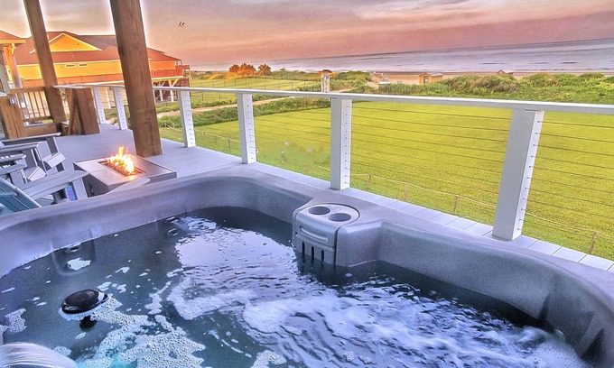 Crystal Beach House | Beachfront: Hot Tub, Home Theater & Firepit