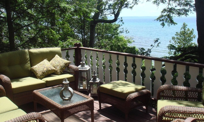 Harbor Springs House | Beachfront Lake Michigan Retreat -Sleeps 8- Private Beach & Stunning Sunsets