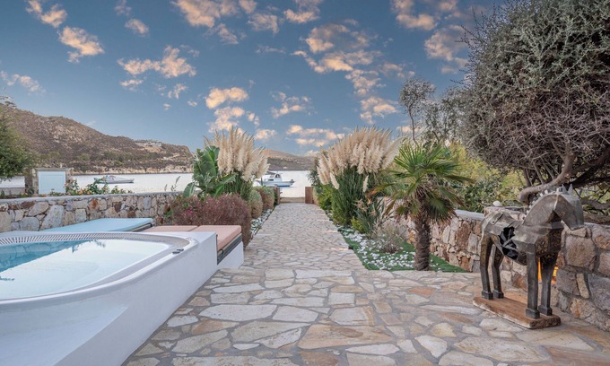 Patmos House | Beachfront Villa with private mini pool/jacuzzi