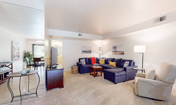 Palm Springs Condo | Beautiful Condo minutes from downtown, shared pools, hot tub, tennis & golf