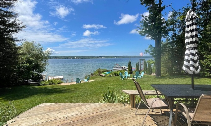 Traverse City Cottage | Beautiful lakefront cottage on South Lake Leelanau with pontoon!