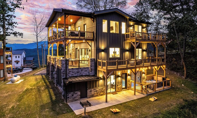 Sevierville Cabin | Beautiful mountain retreat! Amazing views, pool/hot tub, game room, firepit!