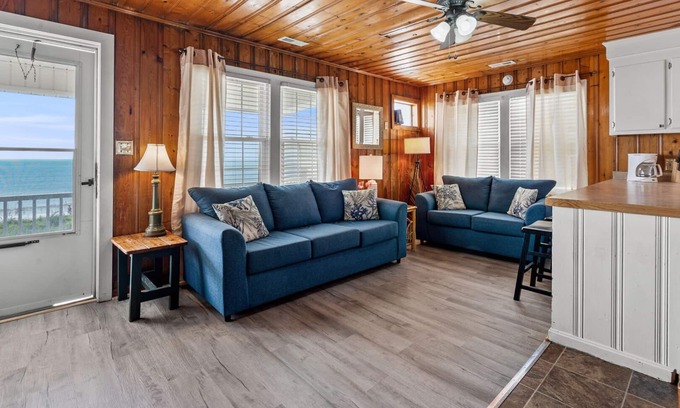 Cherry Grove Beach Apartment | Beautiful oceanfront balcony at this pet-friendly, cozy apartment steps from the sand