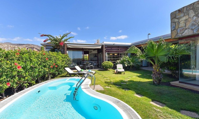 Mogan Villa | Beautiful private villa for 6 guests with A/C, WIFI, private pool, TV and pets allowed