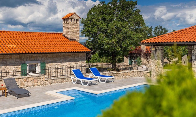 Krsan House | Beautiful private villa for 10 guests with A/C, WIFI, private pool, hot tub, TV and terrace