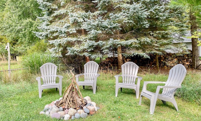 Empire House | Beautiful property with yard, fireplace, patio & firepit - walk to Lake Michigan