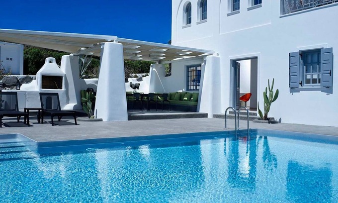 Pyrgos Villa | Beautiful Santorini Villa | 6 Bedrooms | The Sky Mansion | Picturesque Sea.