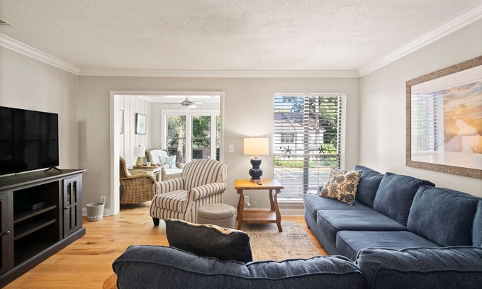 Saint Simons Heights Condo | Beautiful South Island, Fully Remodeled, 3 Bedroom Escape with Sunroom