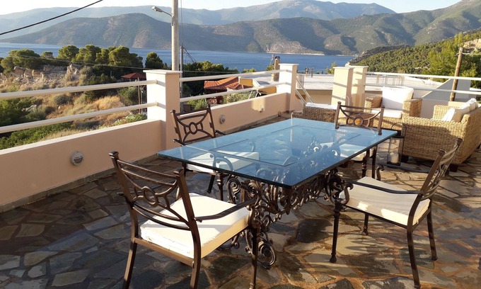 Platistomo Villa | Beautiful Villa with spectacular view of the Gulf of Corinth - beach10min away
