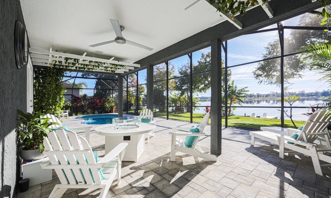 DeLand House | Beautifully Appointed Lakefront home in quiet neighborhood, with pool & hot tub