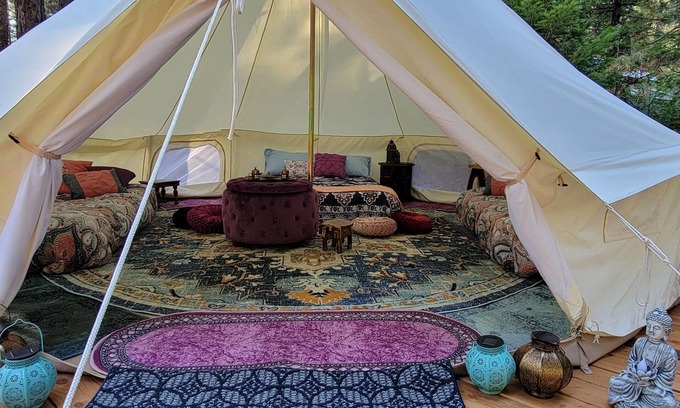 Shingletown RV Rental | Bell Tent at Bigfoot Lodging Lassen