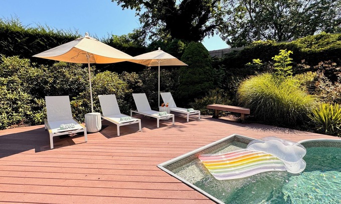 Bellport House | Bellport Bliss: Pool and Relaxing Spaces