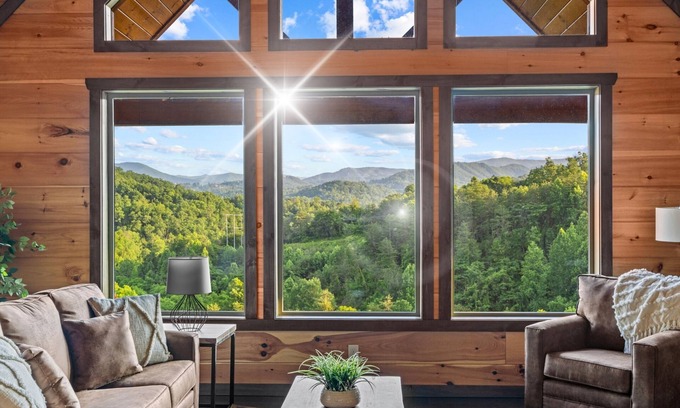 Gatlinburg - Pigeon Forge Cabin | Best Location w/Views, KING Beds, 3 TV Gaming Wall, and Giant Scrabble Board