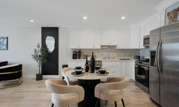 North Bergen Apartment | Black & Gold Elegance Near NYC, American Dream Mall
