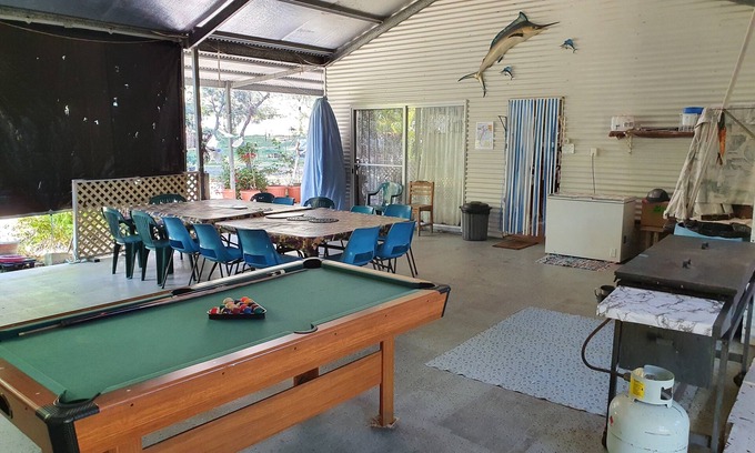 Orchid Beach House | Blue Horizon Orchid Beach Fraser Island open plan living with large BBQ area