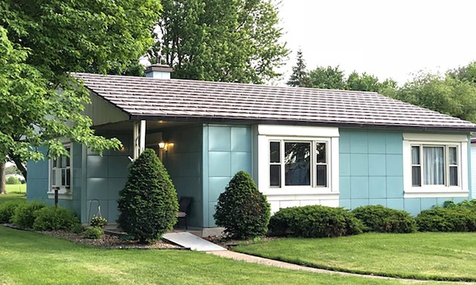 Grand Ridge House | Blue Steel Lustron - Rare - Near Starved Rock Country