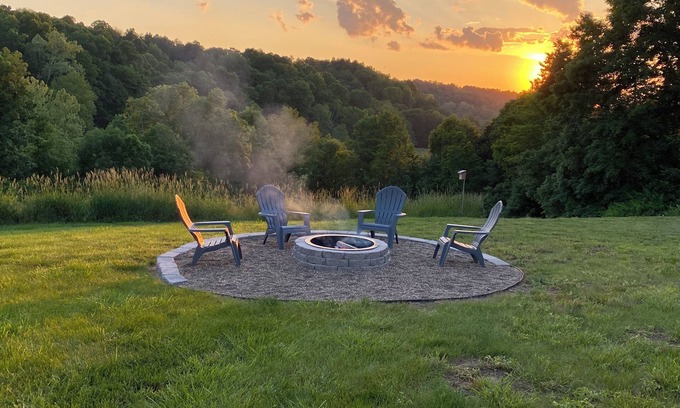 Guysville House | Bluebird Hill - rolling hills, meadows, large deck, fire pit, 3 bedroom, 2 bath