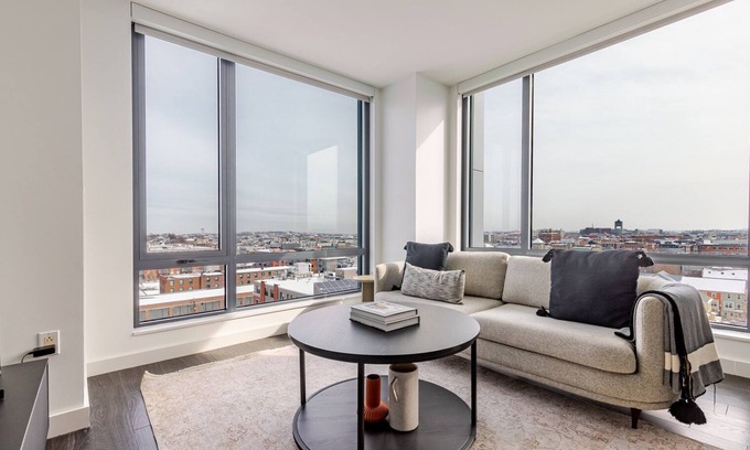 Boston Apartment | Blueground | East Boston, art & pool, nr parks