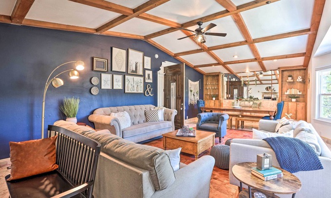 Crestline House | Boho-Chic Home w/Game Room Near Lake Gregory!