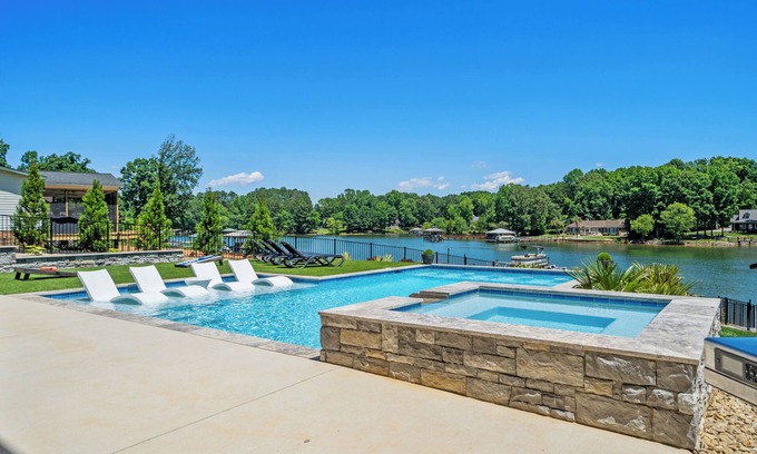Mooresville House | Brand New 4000+ sq ft house with pool, hot tub, amazing deck and amenities