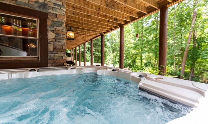 Ellijay Cabin | Brand New Guesthouse with Huge Game Room! Gorgeous Creekside Lodge! Sleeps 14!