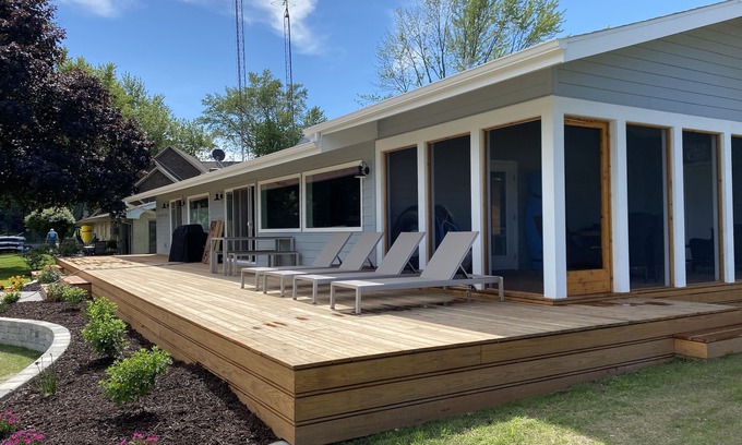 Coloma House | Brand new lakefront retreat on Paw Paw Lake with hot tub!