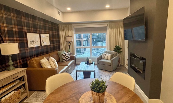 Dead Man's Flats Condo | Brand New! Luxury in the Rockies: hot tub/pool/near Banff/patio views