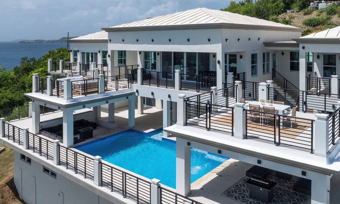 Nazareth House | Brand New Luxury 8BR Villa on St. Thomas with Ocean Views, Waterfall Pool & More